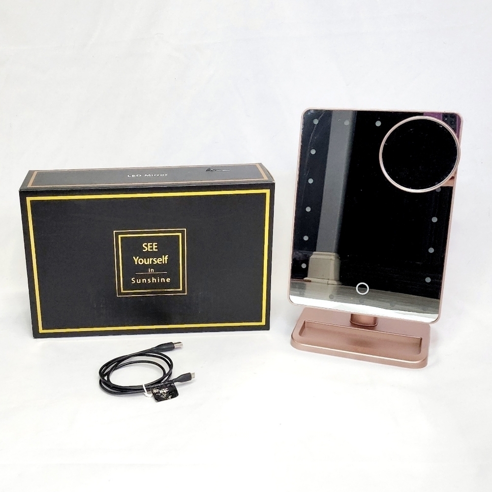 Frenchilin Rose Gold Dimmable LED Bluetooth Rotatable 180° Vanity Mirror